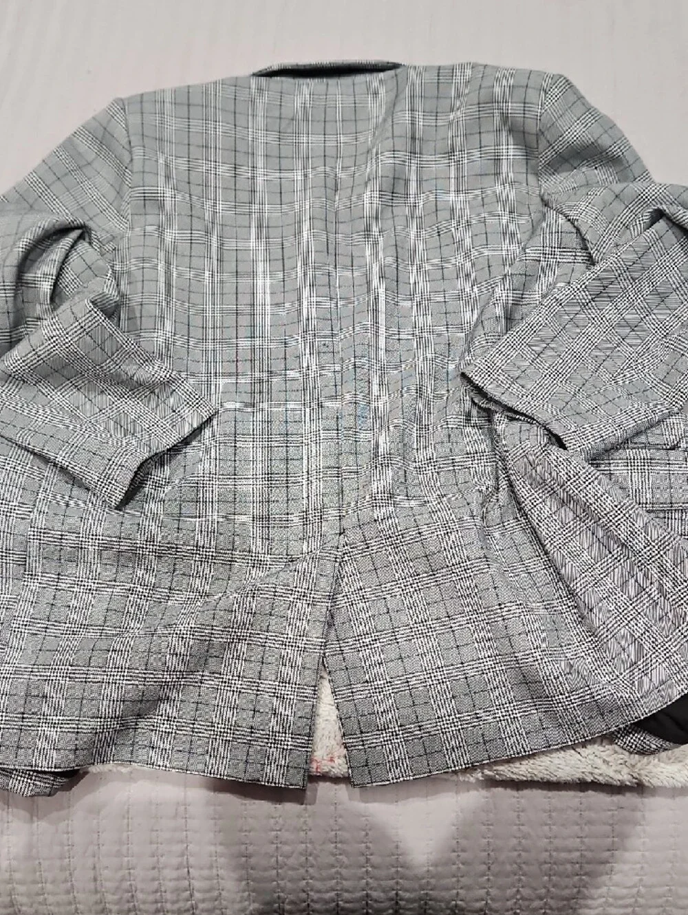 Steve Madden Gray Plaid Single-Button Blazer
